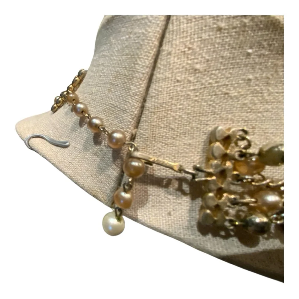 Vintage Coro Necklace Gold Beige Pearl Multi Strand - Picture 6 of 7